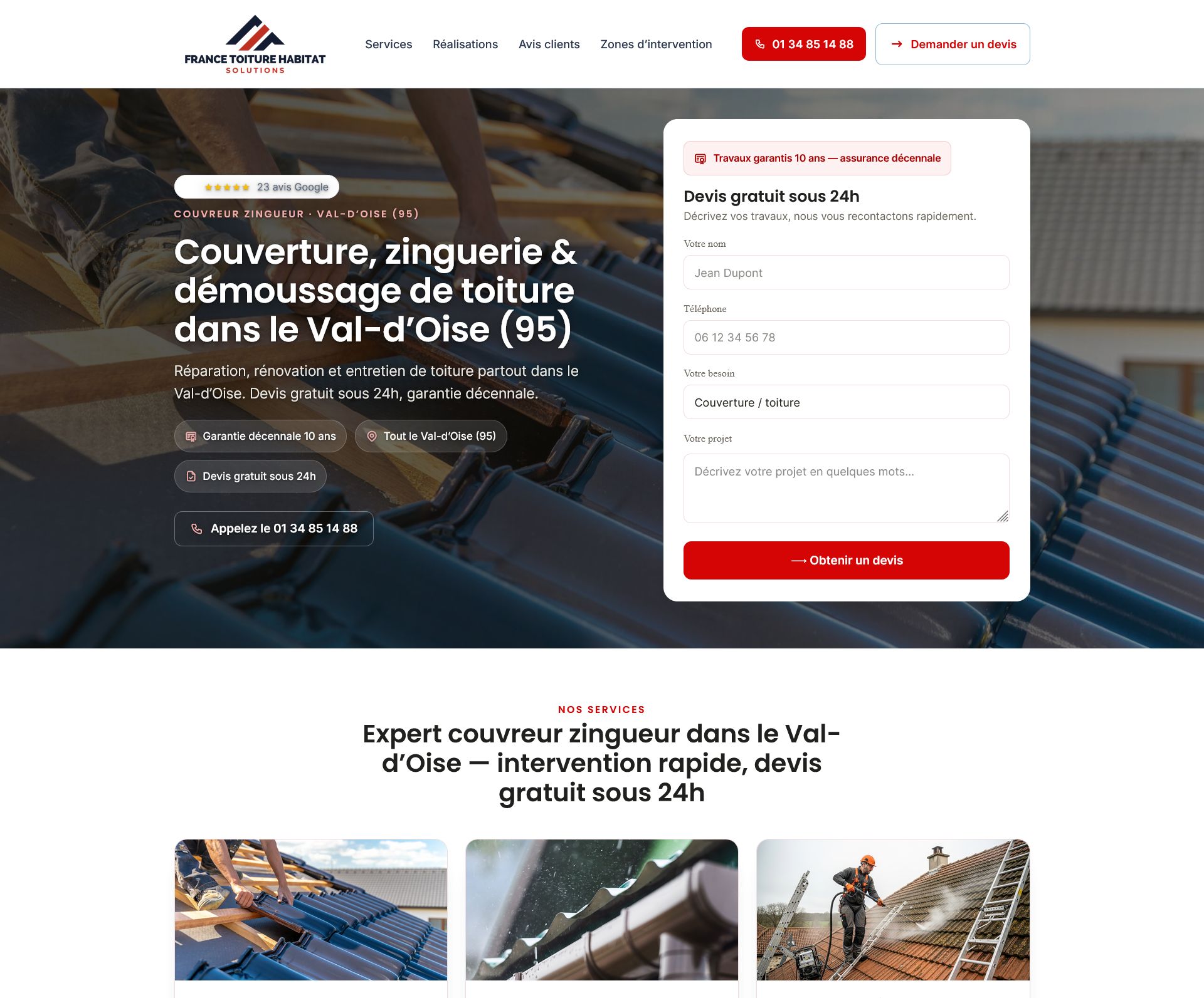 Création site internet : FTH Solutions Couverture
